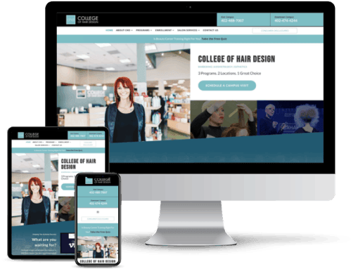 college of hair design -  custom web design